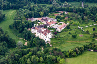 Aerial view of The Country Club Schloss Langenstein - The golf course on Lake Constance in the district Orsingen in Orsingen-Nenzingen in the state Baden-Wuerttemberg, Germany
