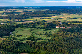 The Country Club Schloss Langenstein - The golf course on Lake Constance in the district Orsingen in Orsingen-Nenzingen in the state Baden-Wuerttemberg, Germany from the plane