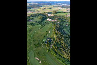 The Country Club Schloss Langenstein - The golf course on Lake Constance in the district Orsingen in Orsingen-Nenzingen in the state Baden-Wuerttemberg, Germany from a drone