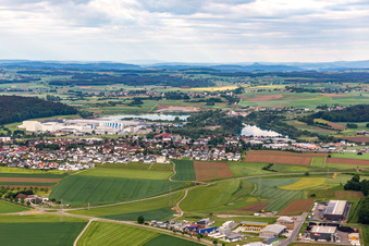 Aerial view of Geberit Sales GmbH in Pfullendorf in the state Baden-Wuerttemberg, Germany