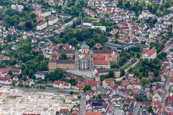 Aerial photograpy of Basilica of St. Martin in Weingarten bei Ravensburg in the state Baden-Wuerttemberg, Germany