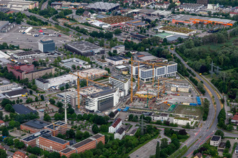 Aerial view of Vetter Pharma Fertigung GmbH & Co. KG in Ravensburg in the state Baden-Wuerttemberg, Germany