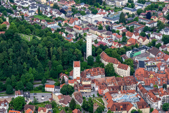Historic old town with Mehlsack and Obertor in Ravensburg in the state Baden-Wuerttemberg, Germany