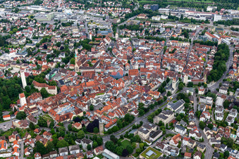 Aerial view of Historic Old Town in Ravensburg in the state Baden-Wuerttemberg, Germany