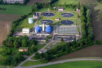 Langwiese sewage treatment plant in the district Oberzell in Ravensburg in the state Baden-Wuerttemberg, Germany