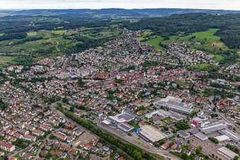 Aerial view of District Möggenweiler in Markdorf in the state Baden-Wuerttemberg, Germany