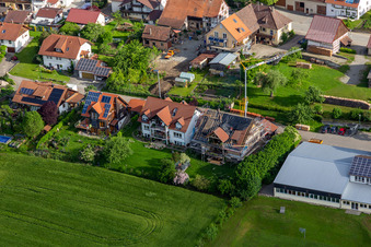 Aerial view of District Taisersdorf in Owingen in the state Baden-Wuerttemberg, Germany