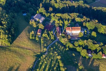 Aerial view of Salem International College - Spetzgart Castle in Überlingen in the state Baden-Wuerttemberg, Germany