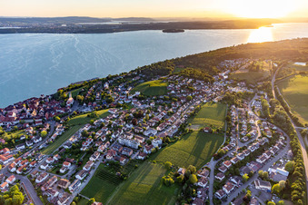 Meersburg in the state Baden-Wuerttemberg, Germany from above