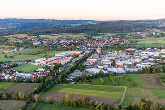 Aerial view of Industrial area Mimmenhausen in the district Mimmenhausen in Salem in the state Baden-Wuerttemberg, Germany