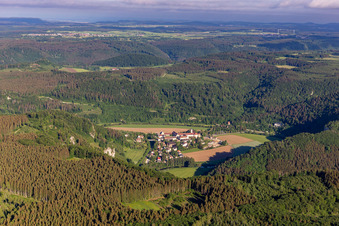 Aerial view of Benedictine Archabbey of St. Martin / Monastery Beuron in Beuron in the state Baden-Wuerttemberg, Germany