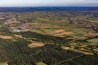 Aerial view of Southern Palatinate Panorama Klingbachtal in Rohrbach in the state Rhineland-Palatinate, Germany