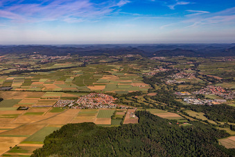 Aerial photograpy of Southern Palatinate Panorama Klingbachtal in Rohrbach in the state Rhineland-Palatinate, Germany