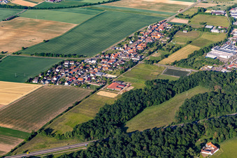 District Minderslachen in Kandel in the state Rhineland-Palatinate, Germany from the plane