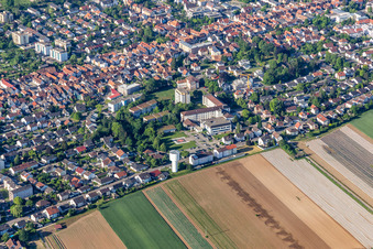 Aerial view of Asklepios Südpfalzklinik in Kandel in the state Rhineland-Palatinate, Germany