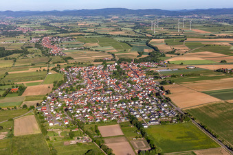 Minfeld in the state Rhineland-Palatinate, Germany from a drone