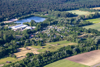 Aerial view of Campsite Rülzheim in Rülzheim in the state Rhineland-Palatinate, Germany
