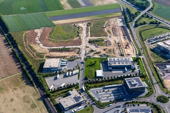 Aerial photograpy of Expansion of the northern commercial area in Rülzheim in the state Rhineland-Palatinate, Germany