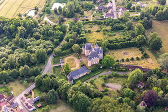 Aerial photograpy of Castle of Semur-en-Vallon in Semur-en-Vallon in the state Sarthe, France