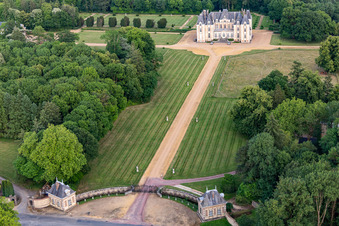 Aerial view of The Domaine de La Pierre in Coudrecieux in the state Sarthe, France