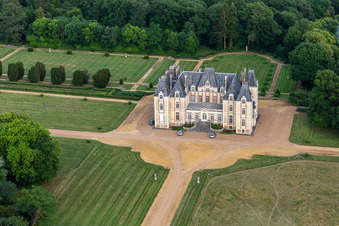 Aerial photograpy of The Domaine de La Pierre in Coudrecieux in the state Sarthe, France