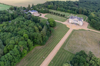 Oblique view of The Domaine de La Pierre in Coudrecieux in the state Sarthe, France