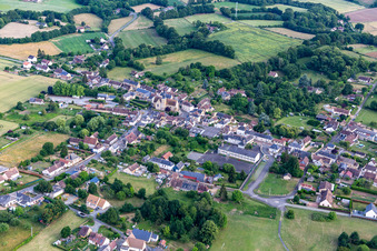 Aerial photograpy of Saint-Michel-de-Chavaignes in the state Sarthe, France