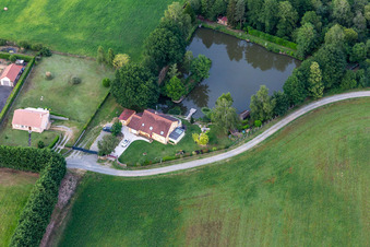 Semur-en-Vallon in the state Sarthe, France from the plane