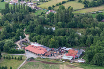 Oblique view of Tourist train and Muséotrain de Semur-en-Vallon, en Sarthe in Semur-en-Vallon in the state Sarthe, France