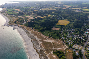 Aerial view of Kersauz Beach in Treffiagat in the state Finistere, France
