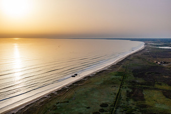 Aerial view of Treguennec Beach in Tréguennec in the state Finistere, France
