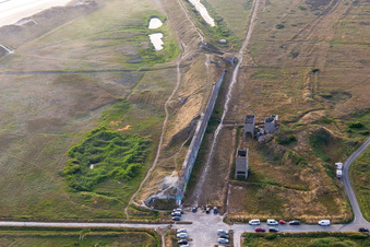 Aerial photograpy of Ancient factory of concassage de galets de Tréguennec in Tréguennec in the state Finistere, France