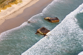 Old bunkers at Plage de Kermabec in Tréguennec in the state Finistere, France