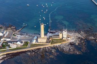 Aerial photograpy of Phare d'Eckmühl and the Old Lighthouse of Penmarch in Penmarch in the state Finistere, France