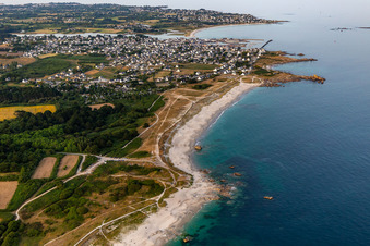 Aerial photograpy of Kersauz Beach in Treffiagat in the state Finistere, France