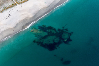Kersauz Beach in Treffiagat in the state Finistere, France from above