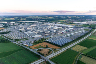 Aerial photograpy of BMW Plant 2.40 in the district Höfen in Dingolfing in the state Bavaria, Germany