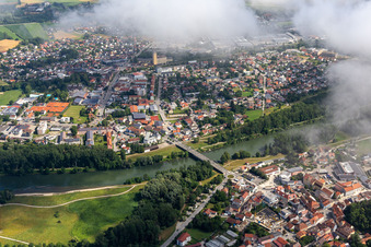 Oblique view of Landau an der Isar in the state Bavaria, Germany