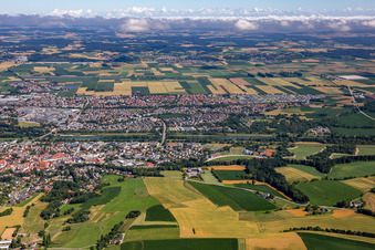 Aerial view of Dingolfing in the state Bavaria, Germany