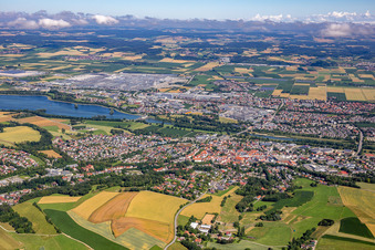 Oblique view of Dingolfing in the state Bavaria, Germany