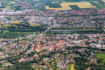 City view on the Isar in Dingolfing in the state Bavaria, Germany