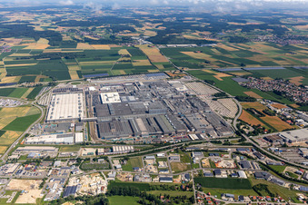 BMW Plant 2.40 in the district Höfen in Dingolfing in the state Bavaria, Germany from above