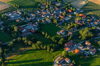 Aerial view of Village view from the southwest in the district Schmiedorf in Roßbach in the state Bavaria, Germany