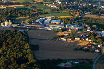 Aerial view of Holzwerke Weinzierl GmbH in the district Eben in Vilshofen an der Donau in the state Bavaria, Germany