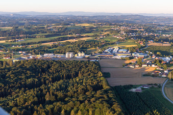 Aerial photograpy of Holzwerke Weinzierl GmbH in the district Eben in Vilshofen an der Donau in the state Bavaria, Germany