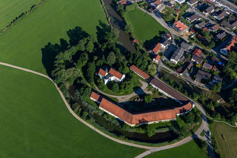 Aerial photograpy of Lock in Aham in the state Bavaria, Germany