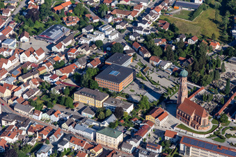 Parish Church of the Assumption of Mary and Middle School in Vilsbiburg in the state Bavaria, Germany