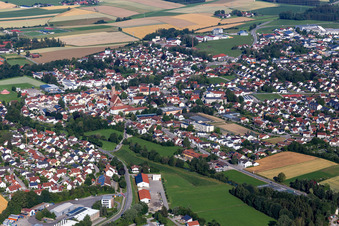 Aerial view of Geisenhausen in the state Bavaria, Germany