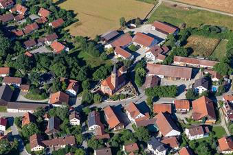 Aerial view of St. John the Baptist in the district Hohenegglkofen in Kumhausen in the state Bavaria, Germany