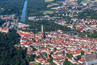 Aerial view of Old Town Landshut in Landshut in the state Bavaria, Germany
